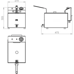 Friteuse professionnelle à Poser 8 L avec Vidange - HR Fainca