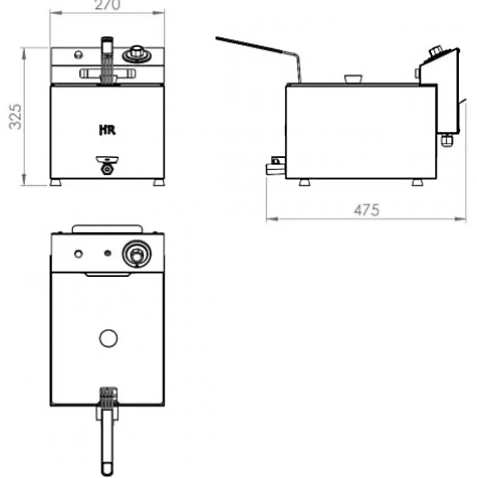 Friteuse professionnelle à Poser 8 L avec Vidange - HR Fainca