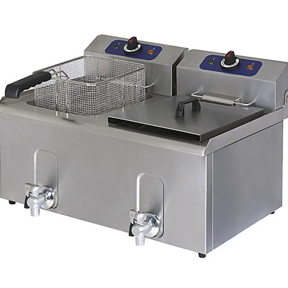 Friteuse Professionnelle Électrique de Table avec Robinet de Vidange, Capacité de l'Huile 10 ou 20 Litres - Virtus - l34- L0.1- P6