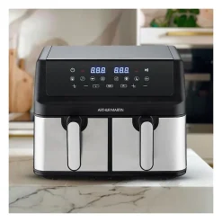Friteuse sans huile - ARTHUR MARTIN - Airfryer AMPF9 - 2 cuves de 4,5L - 2000W - Affichage LED