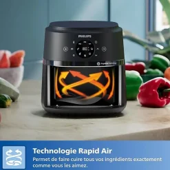 Friteuse sans huile - PHILIPS - NA230/00 - Airfryer Série 2000 6.2L - 13 modes de cuisson - fenêtre de cuisson - 1500W - Noir