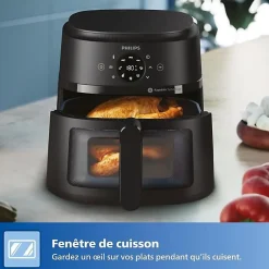 Friteuse sans huile - PHILIPS - NA230/00 - Airfryer Série 2000 6.2L - 13 modes de cuisson - fenêtre de cuisson - 1500W - Noir