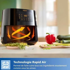 Friteuse sans huile - PHILIPS - HD9280/60 - Airfryer Série 5000 6.2L - 7 préréglages - connecté - 2000W - Gris