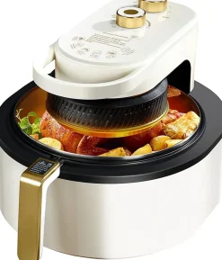 Friteuse sans Huile de 5,5L Air Fryer Avec Fenêtre Visible pour 4 à 6 Personnes 1350W blanc