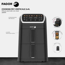 Friteuse sans huile 2x4l 2600w noir Fagor FG7503