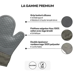 Gant de cuisine silicone et coton Gris - 5Five