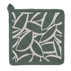 Gant et manique motif végétal vert et blanc l. 20 X L. 28 cm Guy Levasseur