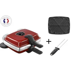 Gaufrier - LAGRANGE - 39514 - Réversible - 6 gaufres en forme de coeur - Antiadhésif double couche