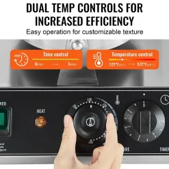 Gaufrier commercial 2460W, appareil gaufre ronde double tête, inox, contrôle temperature temps.