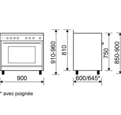 GLEM piano de cuisson mixte 90 cm inox GE960CBIX2