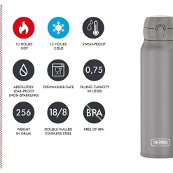 Gourde isotherme 750 ml Ultralight Thermos - Gris
