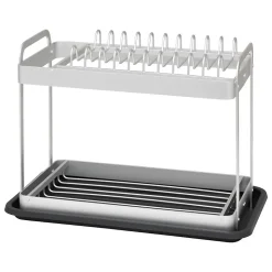 Égouttoir 2 niveaux gris 42,5x23,5cm - Gris- 5five