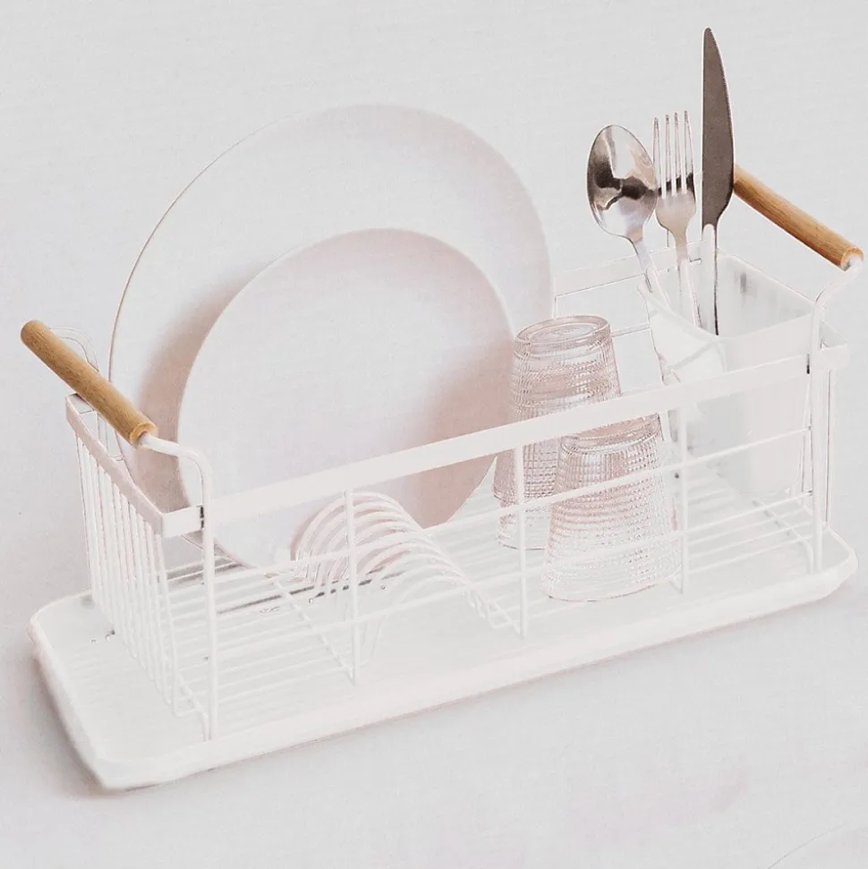 Égouttoir à vaisselle 1 niveau métal blanc