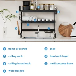 Égouttoir à Vaisselle en INOX, pour Comptoir de Cuisine et Évier -75cm