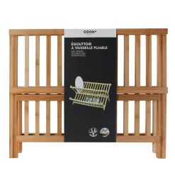 Égouttoir à vaisselle pliable en bambou