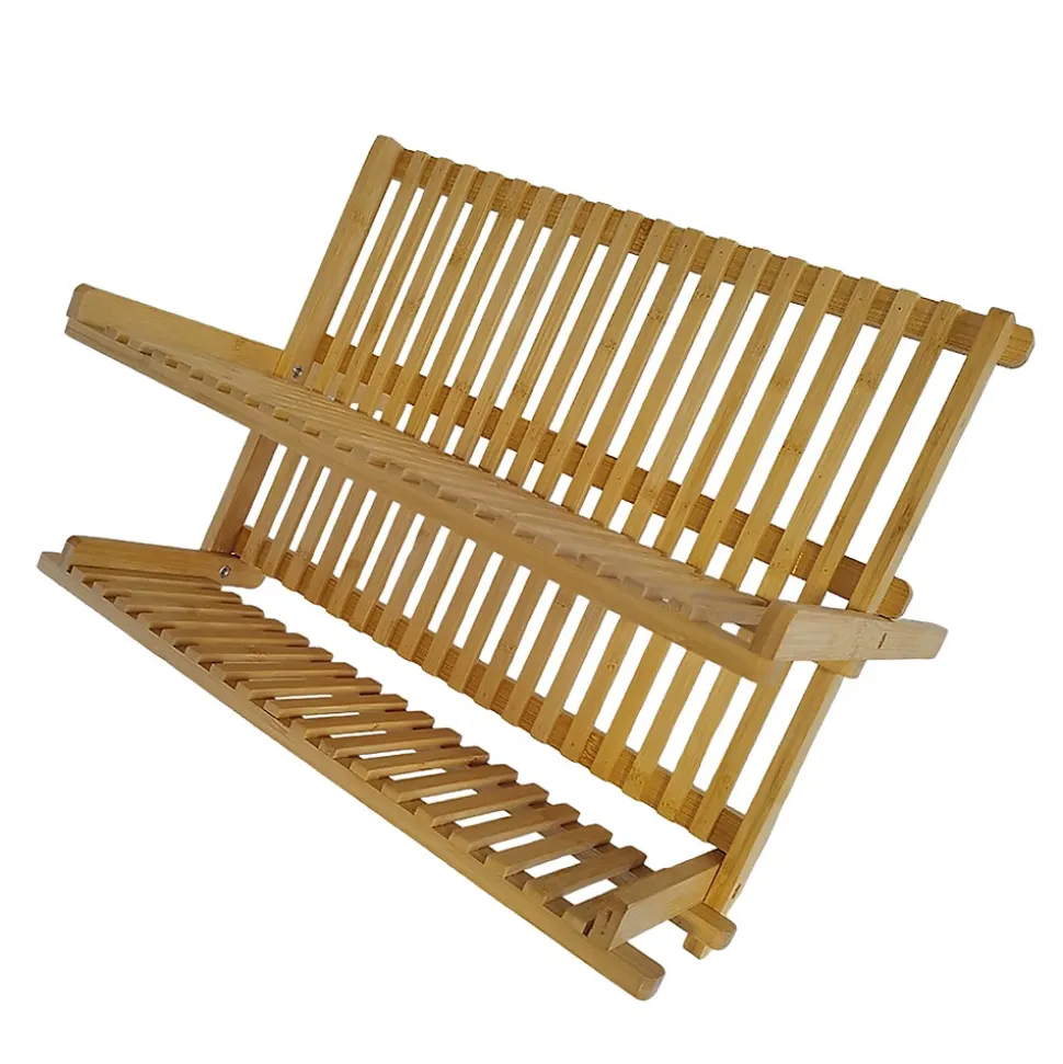 Égouttoir à vaisselle pliable en bambou clair