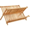 Égouttoir à vaisselle pliant 2 niveaux bambou