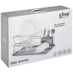 Égouttoir acier 2 niveaux avec plateau Inox - 5Five