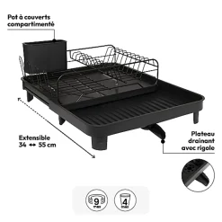 Égouttoir Boîtes relief 2 - Black edition extensible - Noir- 5five