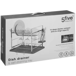 Égouttoir métal 2 niveaux avec plateau Gris - 5Five