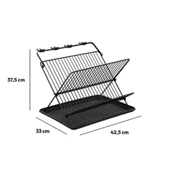 Égouttoir pliant 2 niveaux avec plateau noir - Noir- 5five