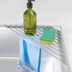 Égouttoir Triangulaire Enroulable Compact et Pliable en Acier Inoxydable