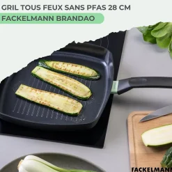 Gril 28 cm aluminium revêtement céramique antiadhésif sans PFAS Fackelmann Brandao