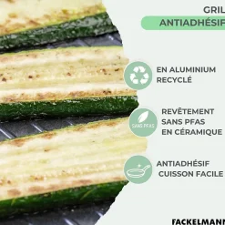 Gril 28 cm aluminium revêtement céramique antiadhésif sans PFAS Fackelmann Brandao