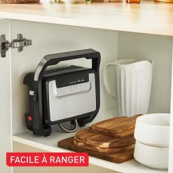 Gril Panini Noir 1000W 2-en-1 Compact