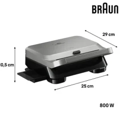 Grill - BRAUN - Sandwich Maker 5 SM5006 - 800 W - Inox / Noir