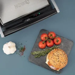 Grill électrique HKoeNIG - GR20 - Surface cuisson 29,7x23cm - Température réglable - 2000W - Inox