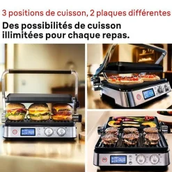 Grill multifonctions - BRAUN - Multi Grill 9 - 2000 W - 3 positions de chauffe - Noir / Acier