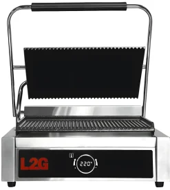 GRILL PANINI 1 PLAQUE RAINUREE DESSUS/DESSOUS EN FONTE - L2G