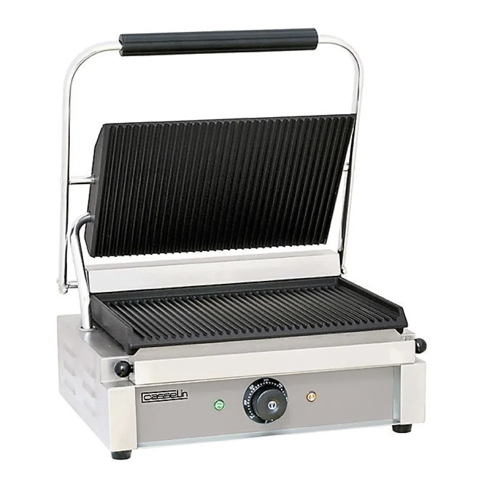 Grill Panini Tacos Rainuré professionnel - Casselin - 335 x 220 mm - 2200 Watt - Acier inoxydable