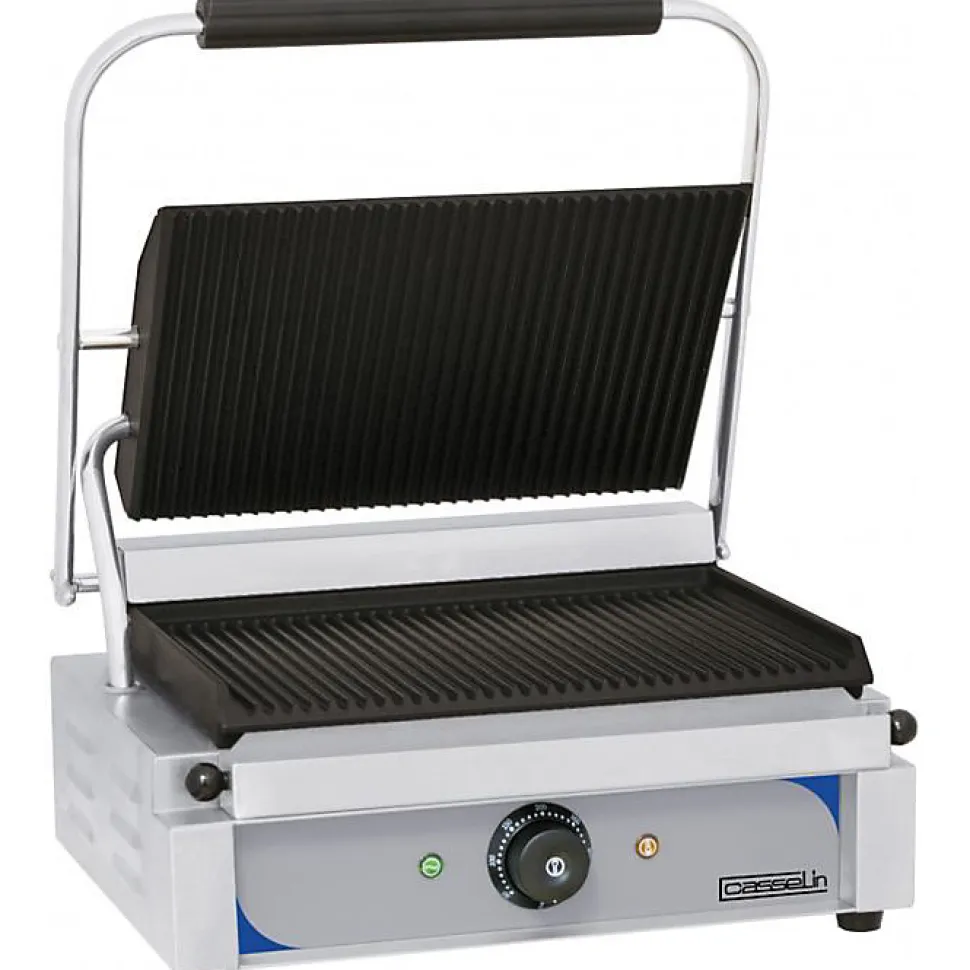 Grill Panini Tacos Rainuré professionnel - Casselin - 335 x 220 mm - 2200 Watt - Acier inoxydable