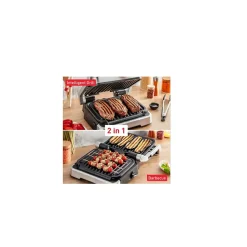 Grill viande 2100w acier inoxydable Tefal GC772D10 optigrill 2 en 1