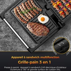 Grill 1500W Ouverture 180 Noir