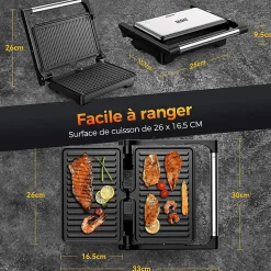 Grill 1500W Ouverture 180 Noir