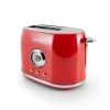 Grille Pain Style Rétro Double Fentes Retro Toast Rouge Kitchencook