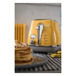 Grille-pain - DELONGHI - ICONA CAPITALS - 2 tranches - 900W - Chauffe viennoisseries - Jaune