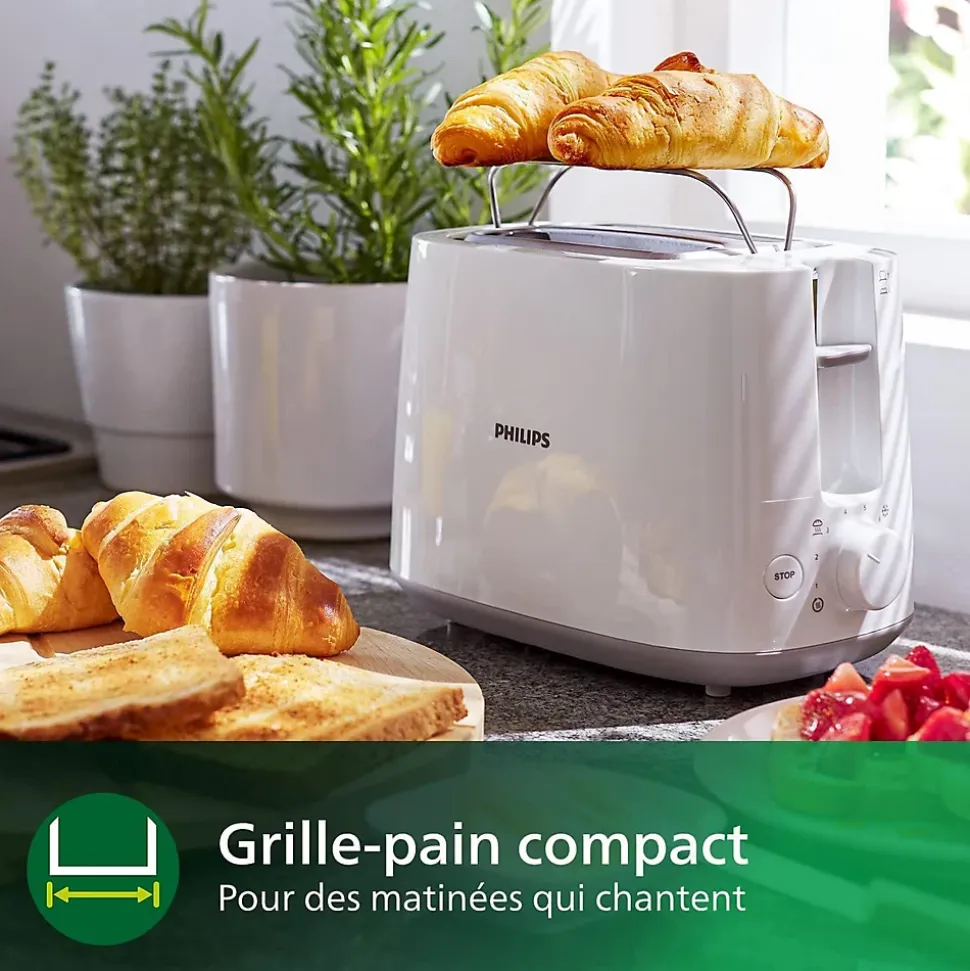 Grille-pain 2 Fentes Blanc 830W 8 Niveaux