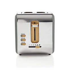 Grille-pain 2 Fentes Larges 900W Gris Soft-Touch Fonction décongélation NEDIS