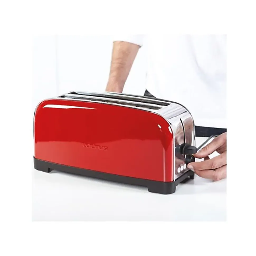 Grille-pain - TAURUS - Vintage Red - 2 fentes extra longues - 6 niveaux de brunissement - 1 400 W