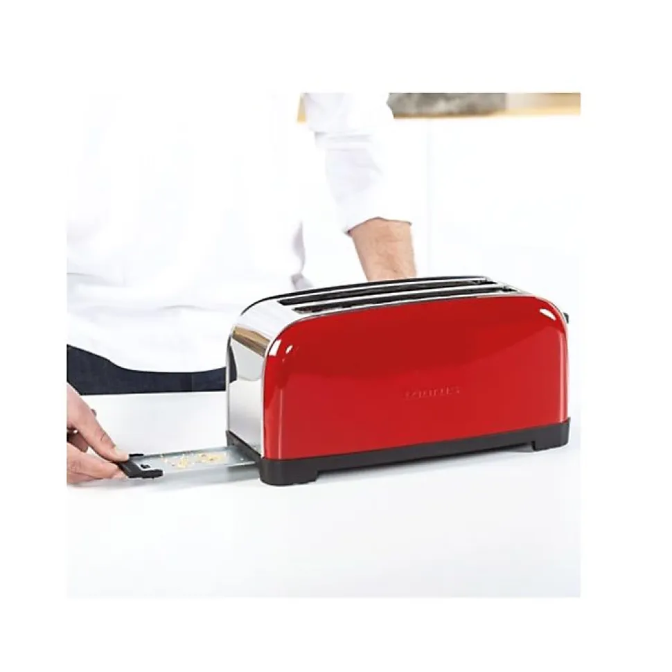 Grille-pain - TAURUS - Vintage Red - 2 fentes extra longues - 6 niveaux de brunissement - 1 400 W