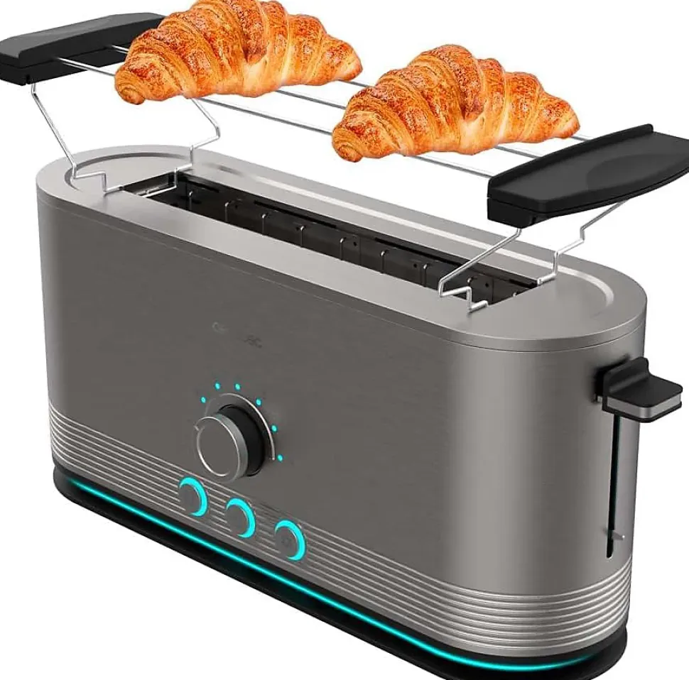 Grille-pain Inox 1050W Fente Longue LED