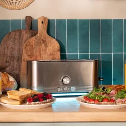 Grille-pain Inox 1050W Fente Longue LED