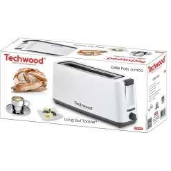 Grille-Pain Jumbo Techwood TGP-402- 900W Max. Longue et large fente - Coloris Blanc