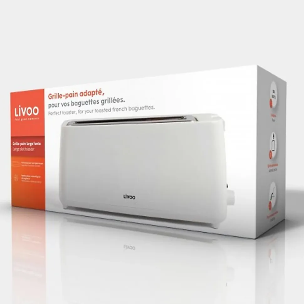 Grille-pain large fente Couleur blanc - 900W DOD168W