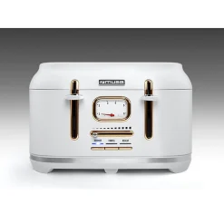 Grille-pain Muse MS-131W - 4 fentes - décongélation et réchauffage, Tiroir ramasse-miettes amovible, 1800W - Acier inoxydable