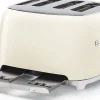 Grille-pain SMEG 4 tranches Années 50 - 2000W B Crème TSF03CREU